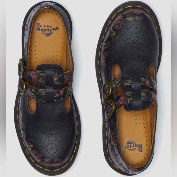 🩵NIB Dr. Martens 8065 Black Decayed Roses Nappa Mary Janes Size 8 - Picture 5 of 12